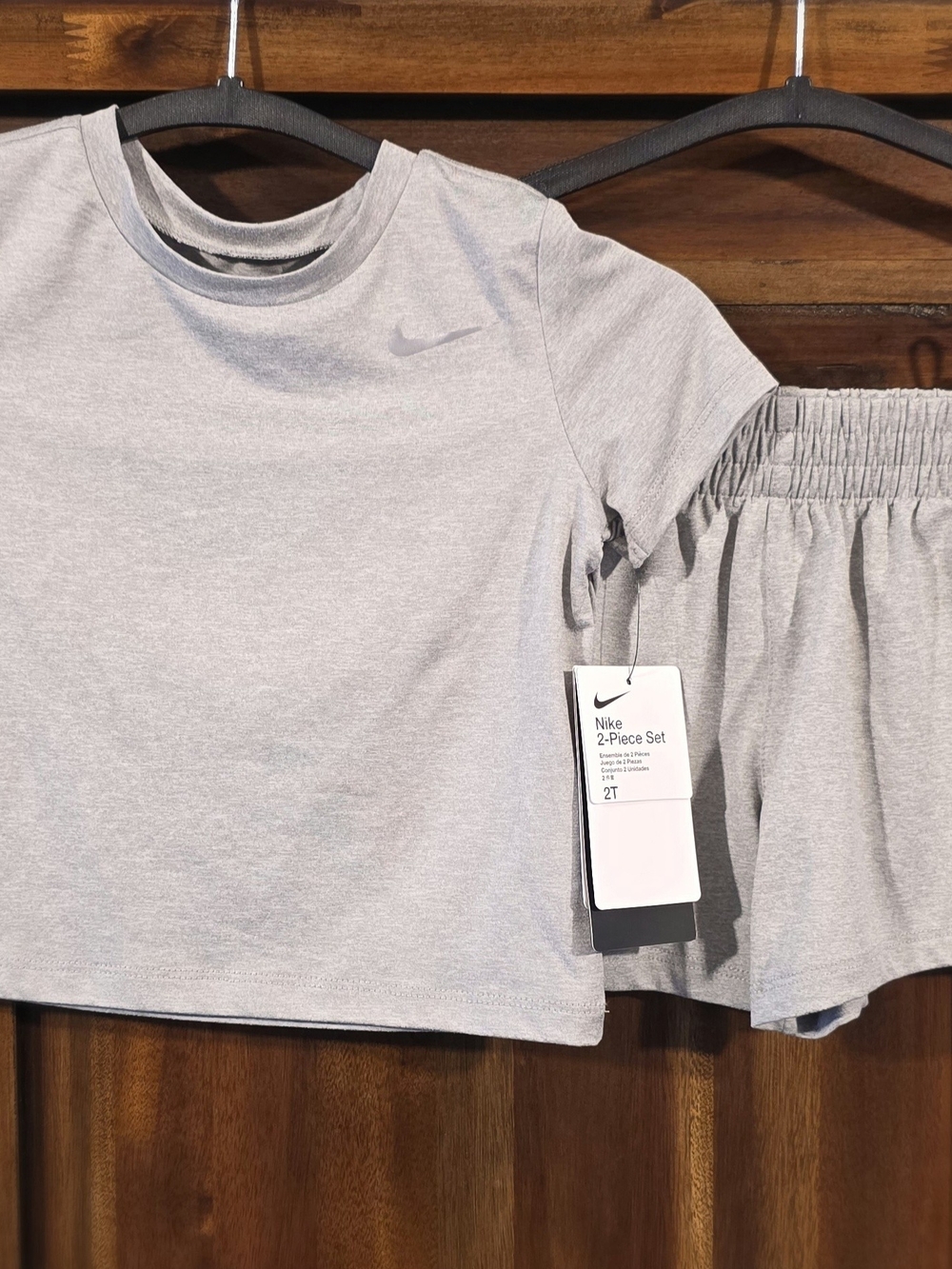NWT Nike Light Gray Kids Short Sleeve Tee & Shorts Set